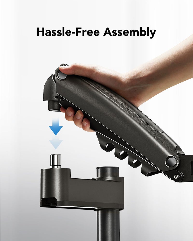 HUANUO Single Monitor Arm, Adjustable Desk Mount for 13-34 inch Screens, Holds 19.8lb, 22.44 inch Max Height, Full Motion Swivel Gaming Monitor Stand with VESA 75x75mm and 100x100mm Compatibility - Image 4